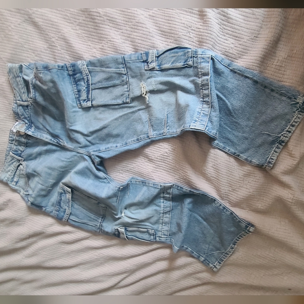 Stylish Y2K Light Blue Cargo Jeans